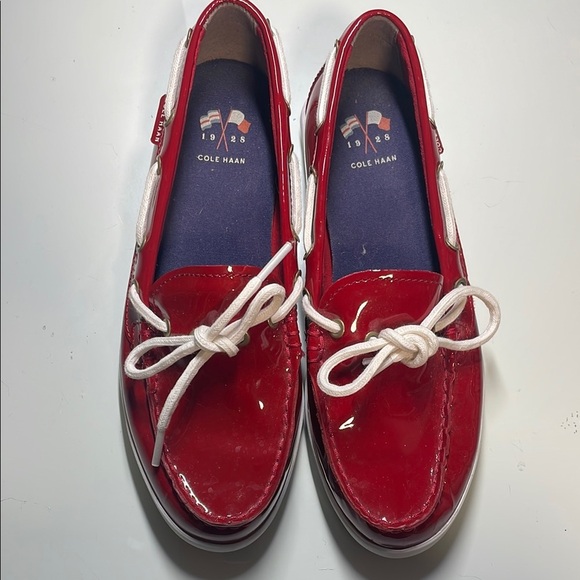 Cole Haan Glossy Red Loafers - Picture 1 of 5